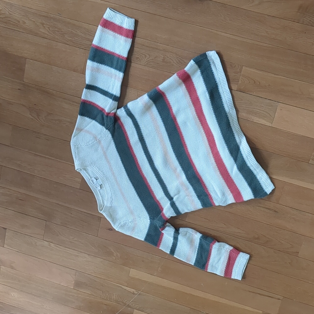 Loft Outlet Medium Petite Striped Sweater 3/4 Sleeve